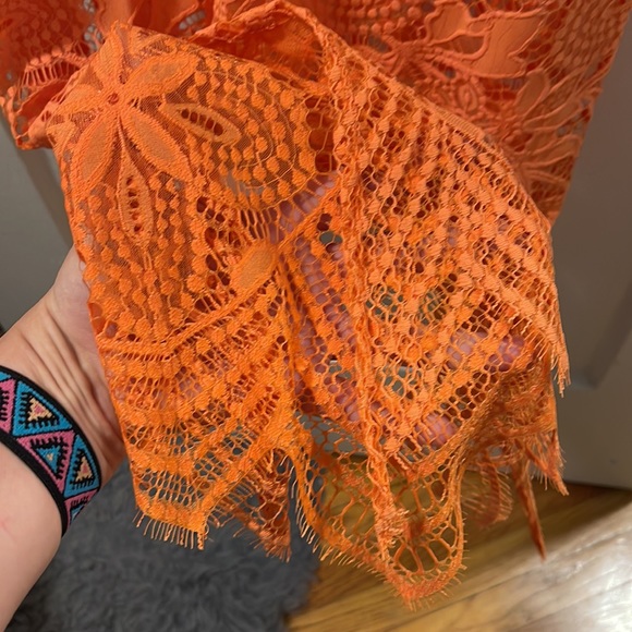 NWOT RARE For Love & Lemons Orange Lace  Dress - slip included! - Picture 7 of 16